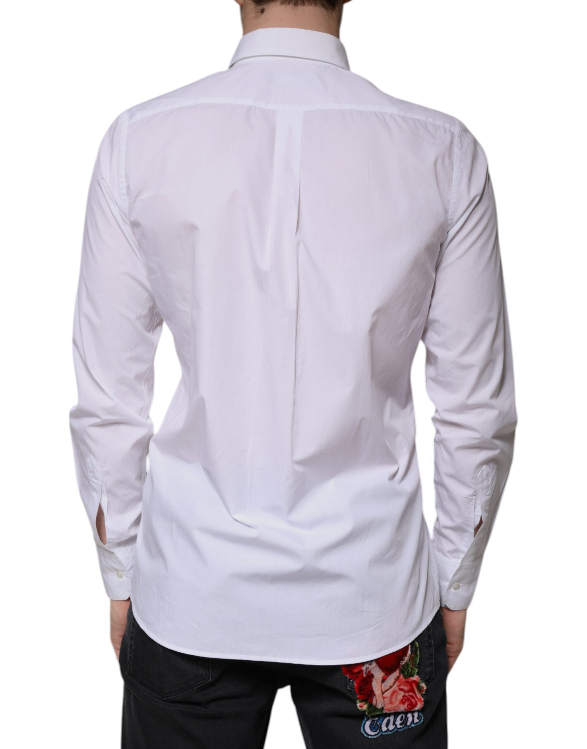 Dolce & Gabbana White long-sleeved cotton shirt for formal occasions